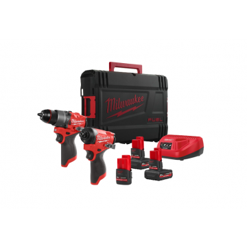 MILWAUKEE KIT TRAPANO + AVVITATORE A IMPULSI 12V 2X5AH + 1X2,5AH FPP2A2-5253X