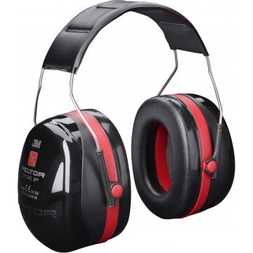 CUFFIE AURICOLARI 3M PELTOR OPTIME III, NERO/ROSSO, BARDATURA TEMPORALE, H540A-411-SV