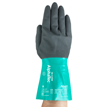 ANSELL GUANTI ALPHATEC 58-530W VERDE NYLON RIVEST.NITRILE BIANCO