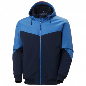 HELLY HANSEN GIACCA SOFTSHELL OXFORD WINTER CON CAPPUCCIO ZIP BLU NAVY/STONE