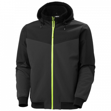 HELLY HANSEN GIACCA SOFTSHELL OXFORD WINTER CON CAPPUCCIO ZIP NERO/ANTRACITE