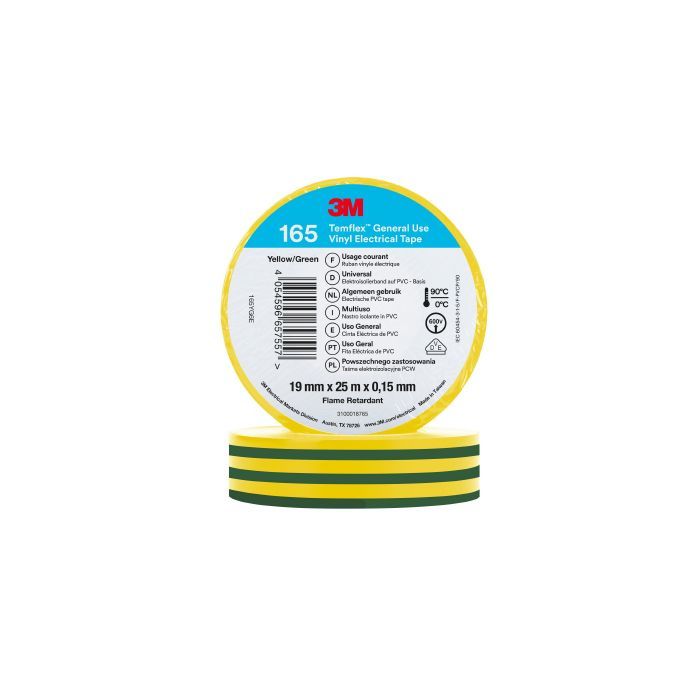 3M NASTRO 165 ISOLANTE TEMFLEX 19X25MM GIALLO/VERDE