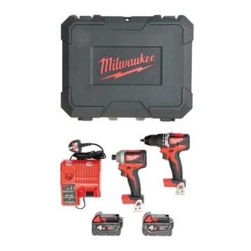 MILWAUKEE KIT TRAPANO+AVVITATORE IMPULSI 18V  CBLPP2A-402C BRUSHL 4A5AH