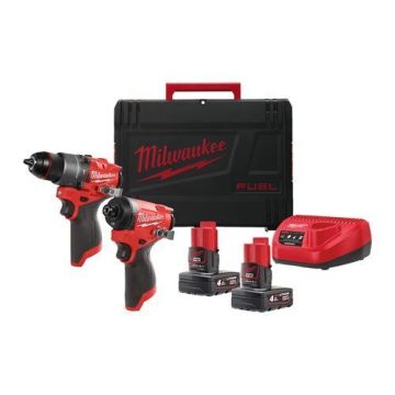 MILWAUKEE KIT M12 FPP2A2-402X TRAPANO + AVVITATORE 2 BATTERIE 12V 4AH