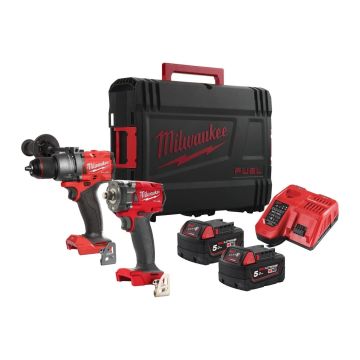 MILWAUKEE KIT M18 FPP2B3-502X TRAPANO + AVVITATORE 2 BATTERIE 18V 5AH