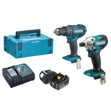 MAKITA KIT TRAPANO + AVVITATORE A IMPULSI 18V 2X3AH DHP482+DTD156+DC18RC
