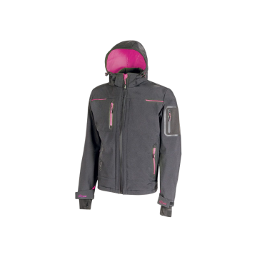 U-POWER GIACCA SOFTSHELL SPACE LADY GREY FUCSIA
