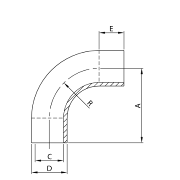 CURVA 90° EM-350I A316L ISS IDF