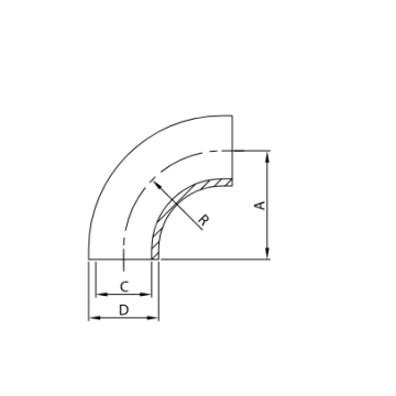 CURVA 90° ES-310I A316L ISS IDF