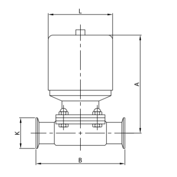 VALVOLA MEMBRANA SM-58KTLL A316L LL PTFE PNEUMATICA