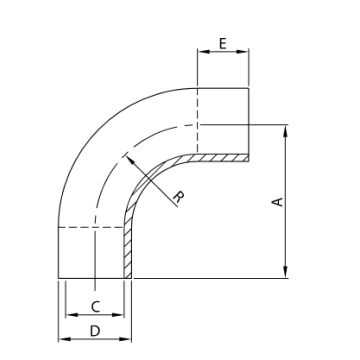 CURVA 90° EM-350D A304L