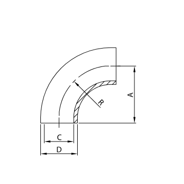 CURVA 90° ES-320LALS A316L LS