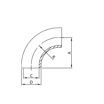 CURVA 90°ES DN51 316L 310LALS R=1,5D