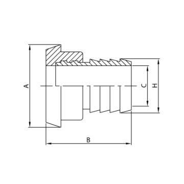ATTACCO PORTAGOMMA +BC.MT. A304L DN50 DIN