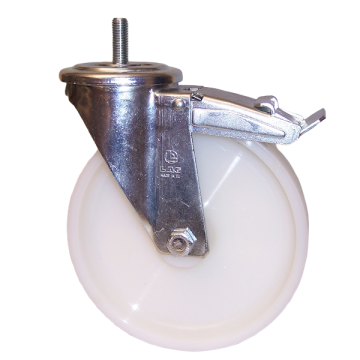 LAG RUOTA P 100X30+FRENO CUSCINETTO RULLINI- SUPPORTO GIREVOLE MEDIO CON PERNO M12X25