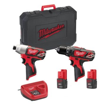 MILWAUKEE KIT TRAPANO+AVVITATORE IMPULSI 12V 2X1,5AH M12BPP2E-152C