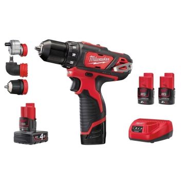 MILWAUKEE AVVITATORE M12BDDXKIT-423C C/MANDRINI INTERCAMB. 12V 4AH