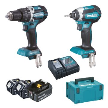 MAKITA KIT DLX2180TJ1 MAKPAC DHP484+DTD153+3 BL1850B+DC18RC